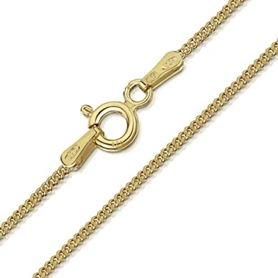 Image of Amberta 18K Gold Plated on 925 Sterling Silver 1.3 mm Curb Chain Necklace Length 20&quot; inch / 50 cm (20)