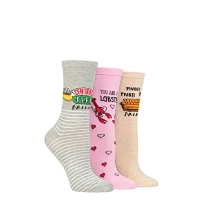 Image of Women&#039;s 3 Pair SOCKSHOP Friends Cotton Socks Assorted 4 8 Ladies