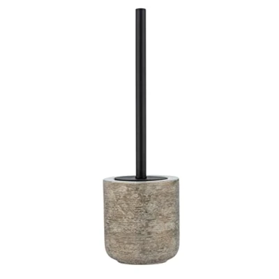 Image of WENKO Fedio Toilet Brush Holder, Ceramic, Gold, 39.5 x 11.5 cm