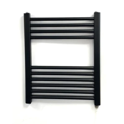 Image of Greened House 500w x 600h Black Electric Flat Heated Towel Rail Bathroom Radiator