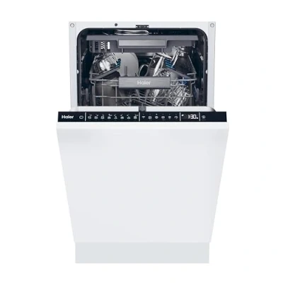 Image of Haier XI1C3TB2FB 80 I Pro Shine Series 4 Integrated Dishwasher, 11 place Setting, Black Bezel, C Rated