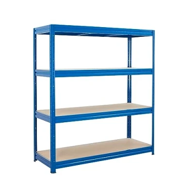 Image of BiGDUG Heavy Duty Garage Shelving Unit 600kg per shelf (2400kg bay) 177x120x45 cm 4 Tier Storage Shelves Blue Shed