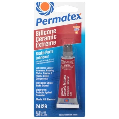 Image of Permatex 24129 Silicone Ceramic Extreme Brake Parts Lubricant: Prevents Disc Squeal and Protects Caliper Pins, Sleeves, Bushings, Pistons from Seizing 0.5oz