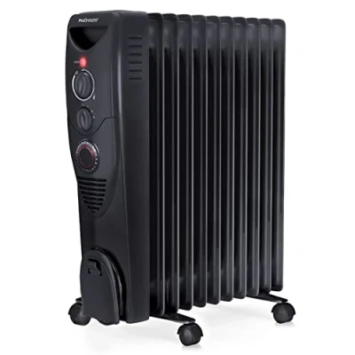 Image of Pro Breeze® 2500W Oil Filled Radiator, 11 Fin Portable Electric Heater Built in Timer, 3 Heat Settings, Adjustable Thermostat, Safety Cut Off &amp; 24 Hour Timer Black