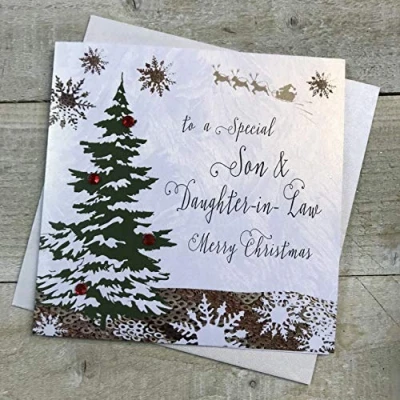 Image of WHITE COTTON CARDS F5 SD&quot;Son &amp; Daughter in Law&quot; Handmade Christmas Card&quot;