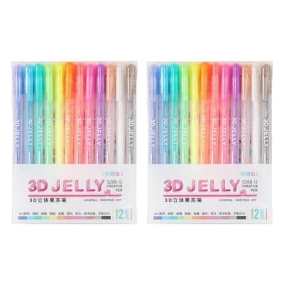 Image of OCKULT Shanos 3D Jelly Pens,6/12 Colors Glossy Pens,3D Roll Pens,Assorted Gel Ink Pens,DIY Painting Drawing Coloring,Glitter Pens,for Glass,Plastic