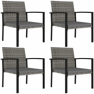 Image of vidaXL Garden Dining Chairs 4 pcs Poly Rattan Grey