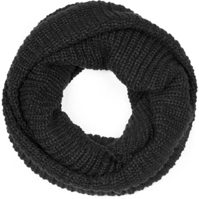 Image of styleBREAKER Unisex Fine Knit Scarf, plain Loop Infinity Rib Winter Knitted Scarf 01018112, Colour:Black