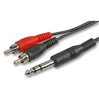 Image of Pro Signal PSG00180 6.35mm (1/4&quot;) Stereo Jack Plug to 2x Phono RCA Plugs Lead, 3m, Black