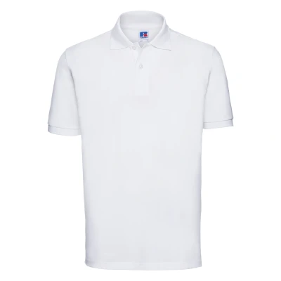 Image of Russell Athletic Mens 100% Cotton Short Sleeve Polo Shirt (White) Size Medium