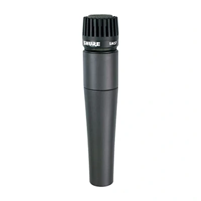 Image of Shure SM57 Cardioid Dynamic Instrument Microphone with Pneumatic Shock Mount, A25D Mic Clip, Storage Bag, 3 pin XLR Connector, No Cable Included (SM57 LCE), Black