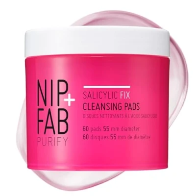 Image of Nip + Fab Saliyclic Fix Night Pads for Face with Hyaluronic Acid, Exfoliating Facial Pad BHA Exfoliant Skin Hydration Acne Breakouts and Blemishes, 60 Pads, 80 ml