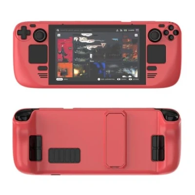 Image of Colorful Protective Case Suitable for Steam deck PC Material Full Cover with Stand Skin friendly Feel Game Console Accessories (Red)