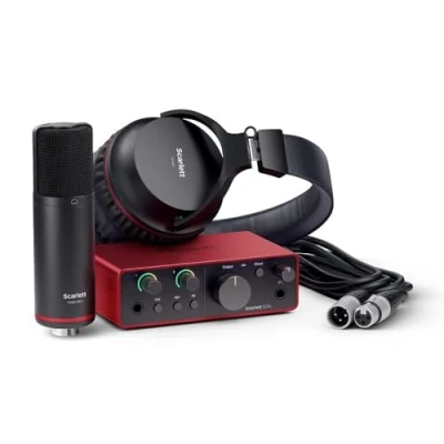 Image of Focusrite Scarlett Solo Studio 4th Gen USB Audio Interface Bundle for the Songwriter, Guitarist or Vocalist with Condenser Microphone and Headphones Recording, Songwriting, Podcasting
