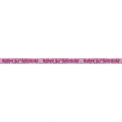 Image of Unique Party 92063 9ft Foil Glitz Pink Happy 30th Birthday Banner