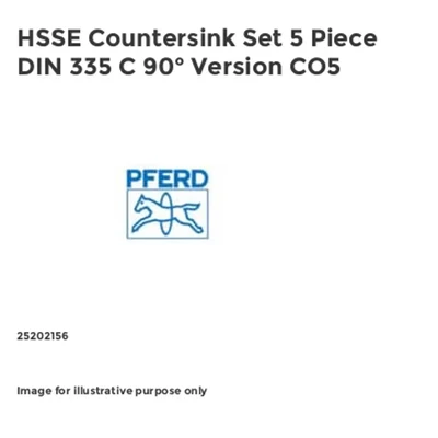 Image of PFERD HSS E Co5 Cone/Deburring Countersink Set, 5 Pieces, 90, Diameter 6.3 25.0 mm, DIN 335 C, 25202156 for Countersinking 90 Screws