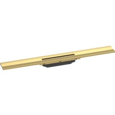 Image of hansgrohe 56050990 RainDrain Flex Complete Set Shower Drain 700 Can be Shortened for Wall Mounting Optic Channel, Polished Gold Look, 70 cm