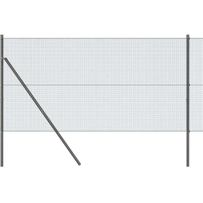 Image of vidaXL PVC coated Fence Post Set of 2 Grey metal 25 x 1 m