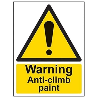 Image of V Safety Warning Anti Climb Paint Sign 150mm x 200mm 1mm Rigid Plastic