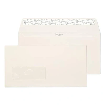 Image of Blake Premium Business DL 110 x 220 mm 120 gsm Peel and Seal Window Wallet Envelopes (71264) Oyster Wove Pack of 25