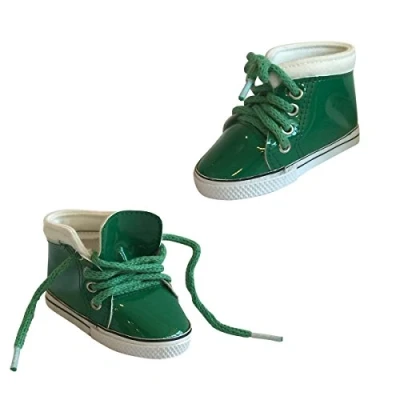 Image of The New York Doll Collection Green Shiny Leather Sneakers Trainers fits All 18 Inch/ 46 cm Dolls for Fashion Girl Shoes