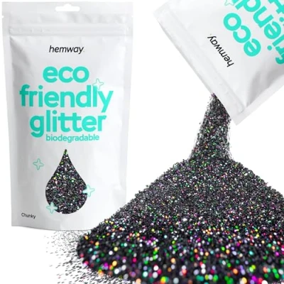 Image of Biodegradable Glitter Black Holographic Eco Friendly Plant Based Bio Fine for Face Body Hair Craft Resin Festival Makeup Eyeshadow 100g / 3.5oz