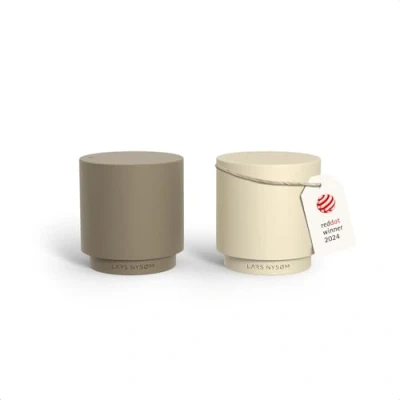 Image of LARS NYSØM Mini Salt and Pepper Shakers Set Stainless Steel with Modern Minimalist Design, Easy Refill, Small Size (Brown/Beige)
