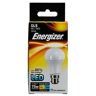 Image of Energizer LED GLS Energy Saving Lightbulb, B22, 12 W, Warm White