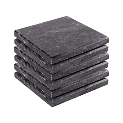 Image of 6x Black Square Marble Coasters By Argon Tableware
