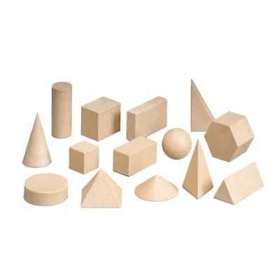 Image of WISSNER active learning Geometrical Shape Set, 14 Different Shapes made Out of RE Wood In Cardboard Box