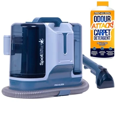 Image of Pro Kleen Spot Cleaner Carpet Washer 650W With 1L Shampoo, 1.8L Tank, Remove Spills and Stains from Carpets, Stairs, Upholstery, 5 Cleaning Attachments (Spot Fresh Citrus)