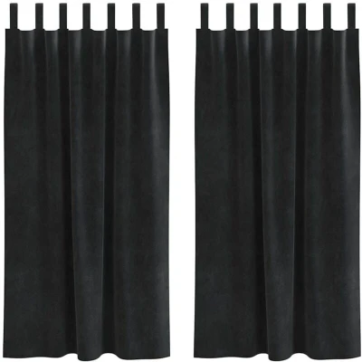 Image of vidaXL Blackout Curtains with Hanging Loops 2 pcs Black Velvet