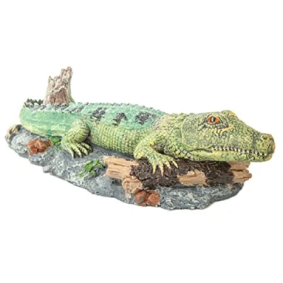 Image of Aquarium Ornament Air Action Crocodile Detailed Decoration
