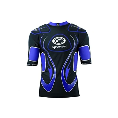 Image of Optimum Senior Inferno Rugby Protective Top Shoulder Pads, Black/Blue, XX Large