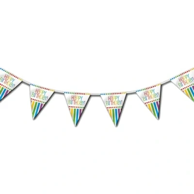 Image of Unique Party 47118 12ft Rainbow Happy Birthday Bunting Flags