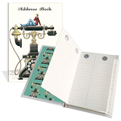 Image of Quire Collections Luxury Pocket Address Book &quot;I&#039;m on the phone&quot; Design 104 Pages Size 91mm x 130mm