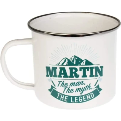 Image of FabFinds Coffee Mug Personalised Enamel Tea Cup (Martin)