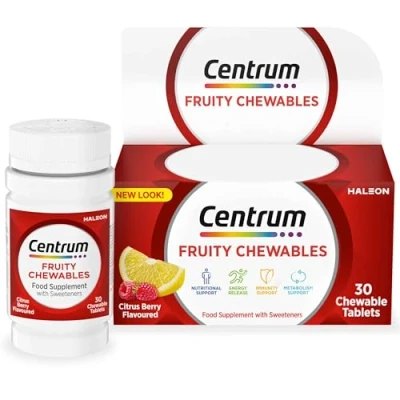 Image of Centrum Fruity Chewables 30 citrus berry flavoured tablets with sweetener