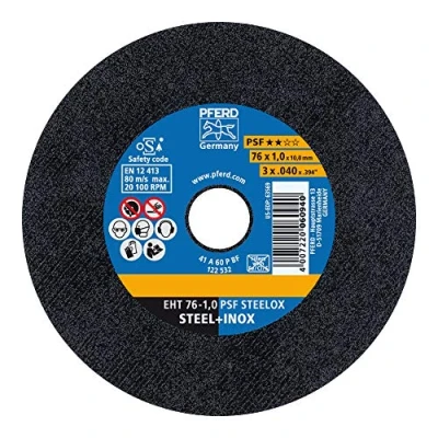 Image of PFERD 65508100 Cutting Disc PSF Steelox 25 Pieces 76 x 1.0 10.0 mm Straight for Steel and Stainless (INOX), Colour, Size
