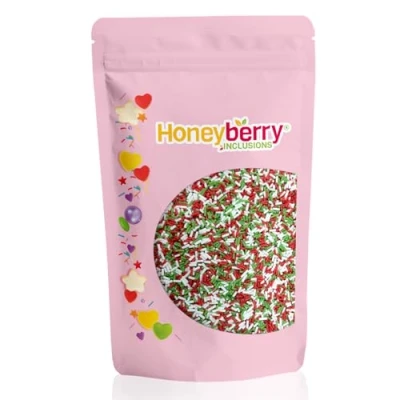 Image of HONEYBERRY INCLUSIONS Christmas Sprinkles Sugar Strands 200g Premium Edible Decorating Vermicelli for Baking, Cupcake and Cake Decorations, Ice Cream Dessert Toppers