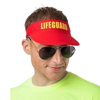 Image of Wicked Cosutmes Adult Unisex Beach Life Guard Visor Fancy Dress Hat Accessory
