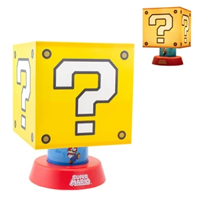 Image of Paladone Super Mario Question Block Lamp Officially Licensed Nintendo Merchandise with Three Brightness Settings and Auto Shut Off, Home or Office Decor, Gift for Bros Fans
