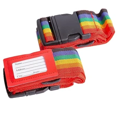 Image of 2x Multicolour 170cm Adjustable Luggage Straps Baggage Suitcase Bag Travel Case Belt Set with Tags By Ashley