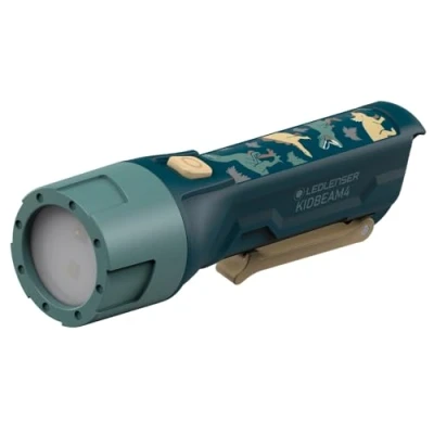 Image of Ledlenser KidBEAM4 Kids Torch, 4 Colour LED AAA Battery Dinosaur Safe Lightweight 72g, Inc Pocket Clip, Auto Shut Off Feature, Excellent for Reading, Camping &amp; Night Time Fun, Gift Children