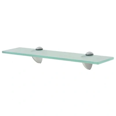 Image of vidaXL Floating Shelf Glass, Stylish Wall Mounted, Clear 40x20cm, 8mm Thick, Modern Look, Durable Zinc Alloy Clip Brackets, 10 kg Load Capacity