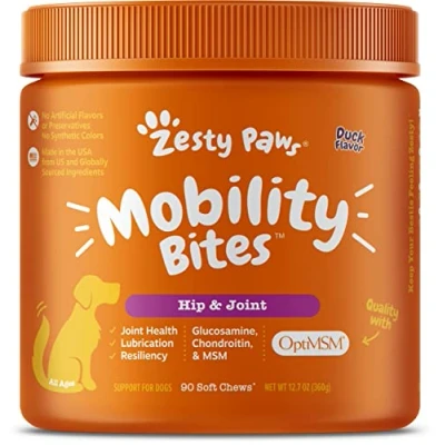 Image of Zesty Paws Glucosamine for Dogs Hip &amp; Joint Health Soft Chews with Chondroitin MSM Functional Dog Supplement Pet Mobility Support Kelp + Vitamins C and E Hips Joints