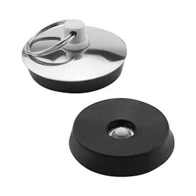 Image of MroMax 2pcs 37mm Dia Kitchen Drain Plug Water Stopper Stainless Steel Bathroom Bath Tub Sink Basin Drainage Silver Black