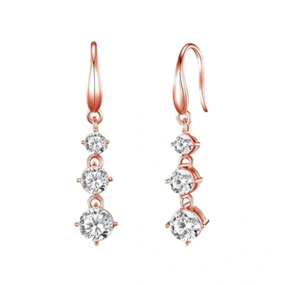 Image of Philip Jones Rose Gold Plated Graduated Drop Earrings Created with Zircondia® Crystals