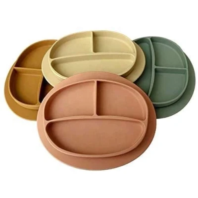 Image of Silicone Divided Plate by Aloonii Baby &amp; Toddler Feeding Tableware (Mustard)