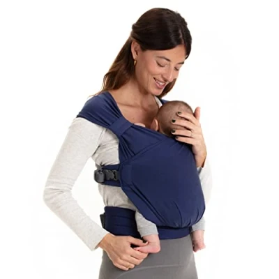 Image of Baby Wrap Carrier Slings, Easy to Wear Adjustable Soft Infant Hybrid for Boy or Girls, Carriers Newborn up 35 lbs, Boba Bliss (Navy Blue Bliss)